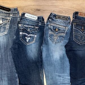 ROCK REVIVAL JEANS- 7 PAIR BUNDLE EUC